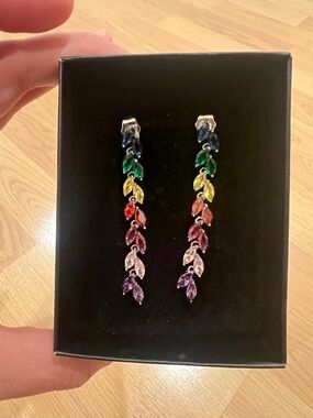Rainbow Tear Drop Earrings Brand New Beautiful Elegant